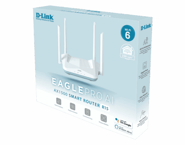 DLINK WIRELESS ROUTER DUAL BAND GIGA R15 (EAGLE PRO AI) 1500 MBPS