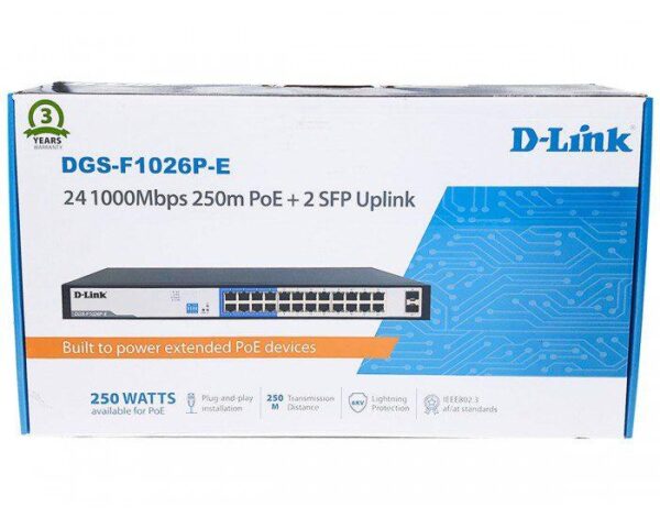 DLINK POE SWITCH 24 PORT GIGA (24GIGA + 2SFP) DGSF1026PE