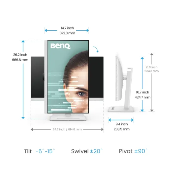 BenQ LED Monitor 27" QHD 2K IPS wih HDMI | DP | Type C | Speaker (GW2790QT) (Open Box) - Image 3