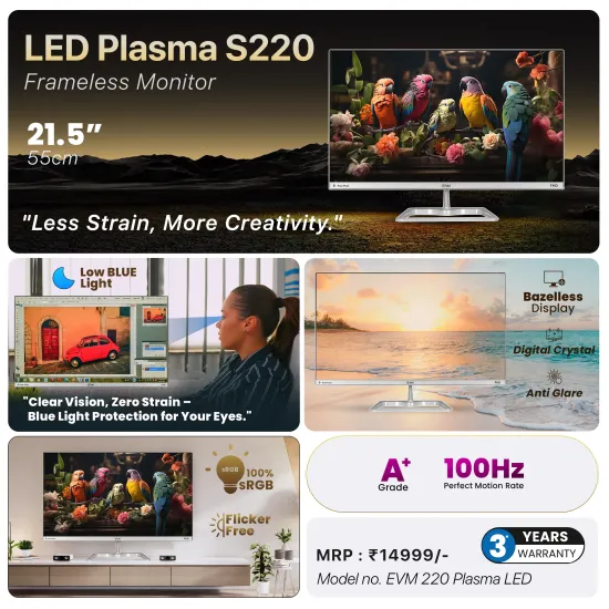 EVM LED Monitor 22" FHD VA 100Hz with HDMI | VGA (Plasma S220) - Image 3