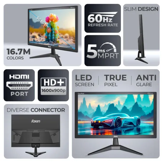 Foxin LED Monitor 20.5" 60Hz with HDMI | VGA (Crystal) - Image 2