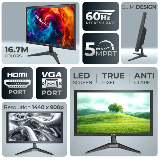 Foxin LED Monitor 24" FHD 60Hz with HDMI | VGA (FM1750) - Image 2