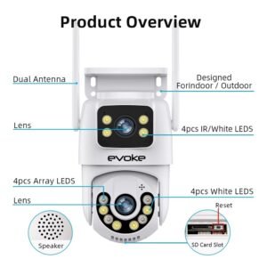 Evoke 4MP Outdoor Dual Lens Wireless PTZ Network Security Camera