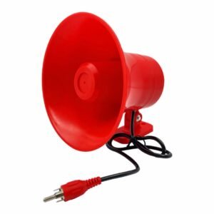 Red Horn Speaker for CCTV Camera, IP66 Weatherproof, Wired with RCA Connector, Wall Mount