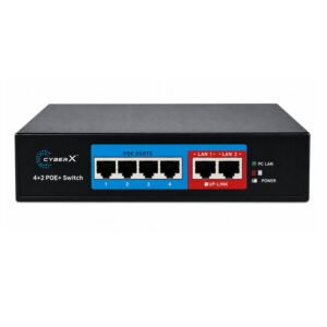 CYBERX 4 Port Smart POE+ Switch with 2 Uplink Ports for CCTV IP Cameras