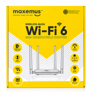 Maxemus 4g/5g Four Antenna WiFi 6 SIM Compatible Router