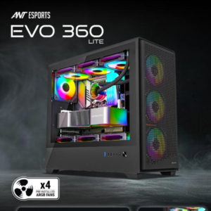 Ant Esports Mid Tower Cabinet (E-ATX/ATX/M-ATX/M-ITX) EVO 360 Lite Black