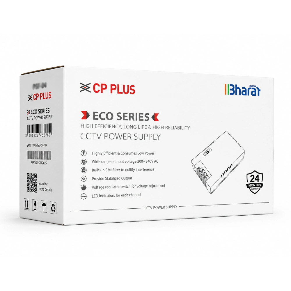 CP-Plus CCTV Power Supply 4ch 12v/3a (PD04V3-12D)