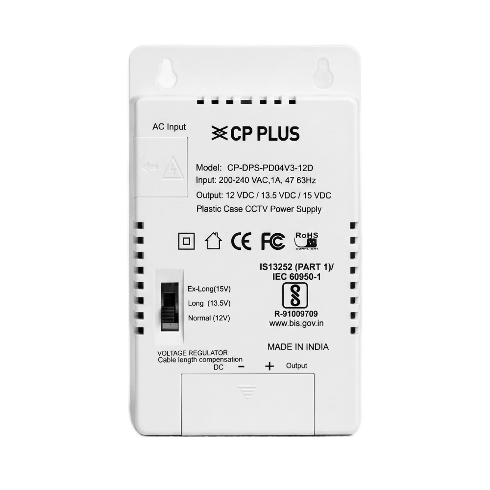 CP-Plus CCTV Power Supply 4ch 12v/3a (PD04V3-12D)