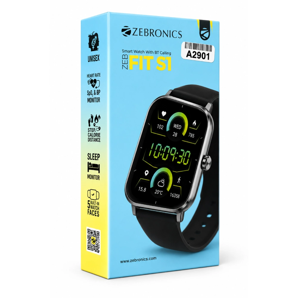 ZEBRONICS SMART WATCH 1.7" WITH BT CALLING FIT S1